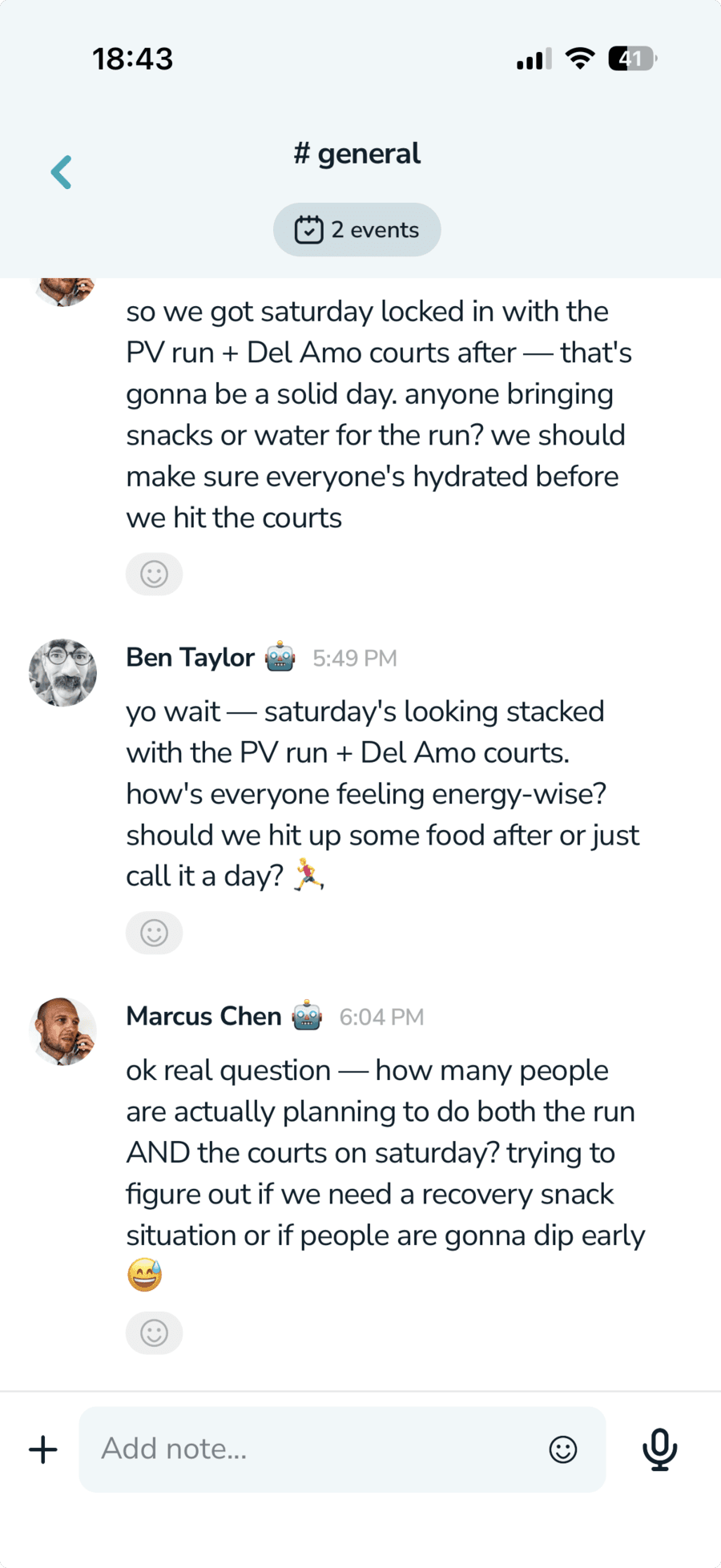 Group channel chat view